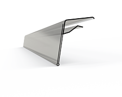Price label L.579 H.30 clear for glass shelf